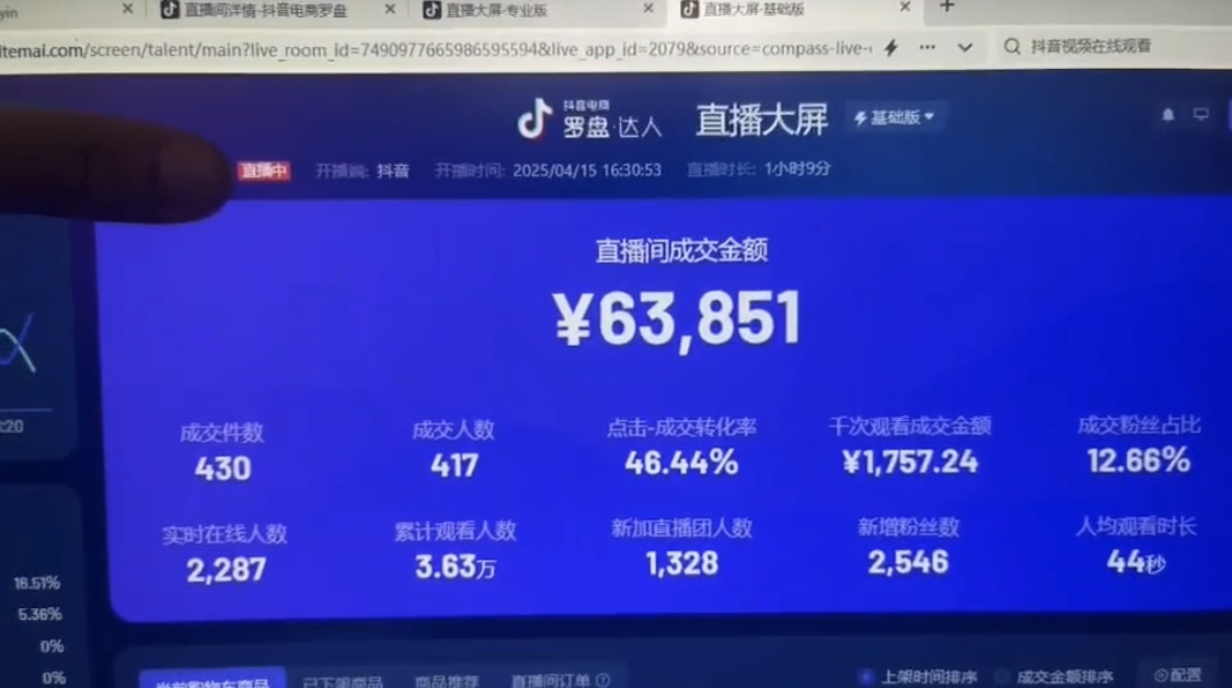 （14509期）抖音破价直播，靠不露脸读稿子， 日入多张，100%起号